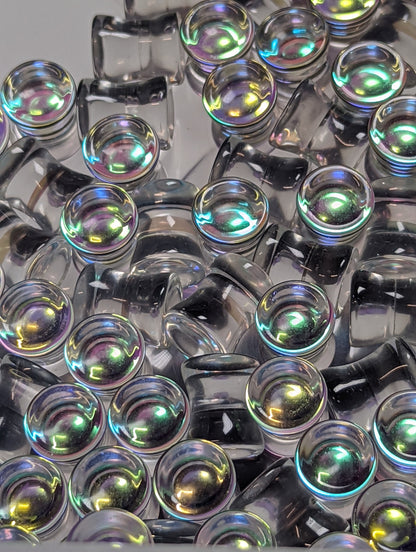 Concave Rainbow Glass Plugs
