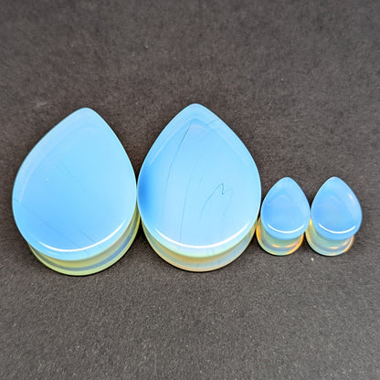 Teardrop Opalite Glass Plugs