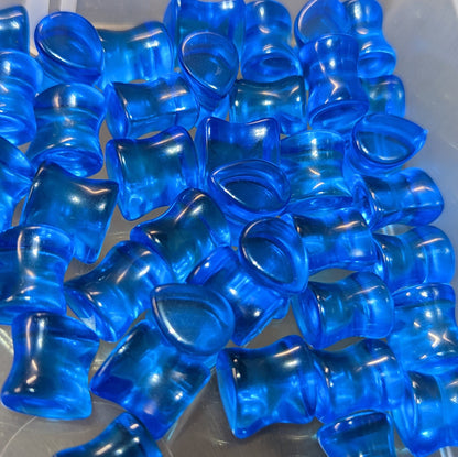 Teardrop Ocean Blue Glass Plugs
