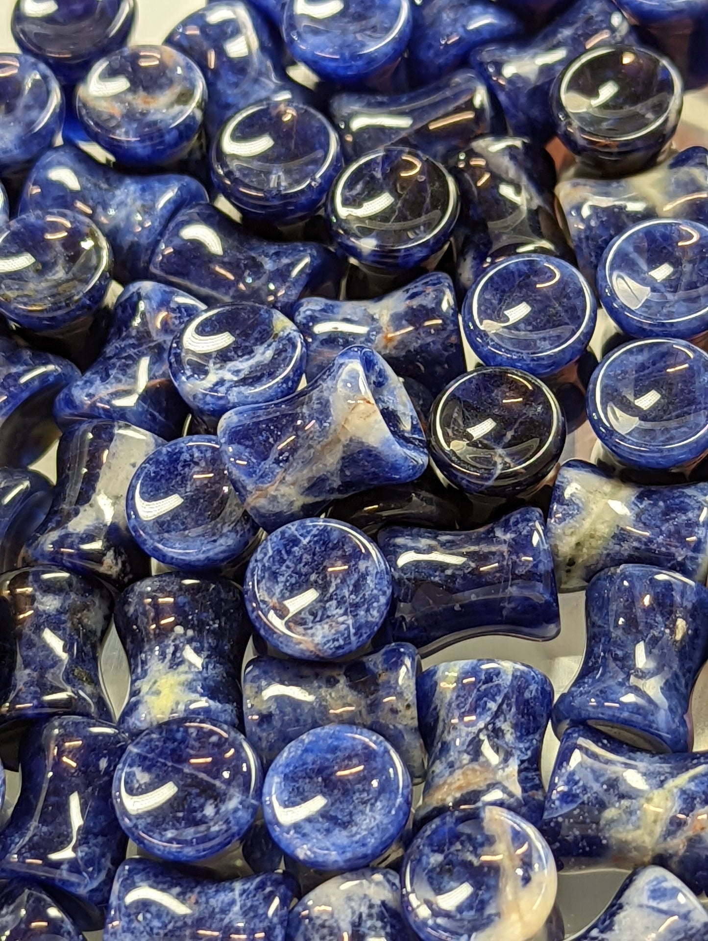 Concave Sodalite Stone Plugs