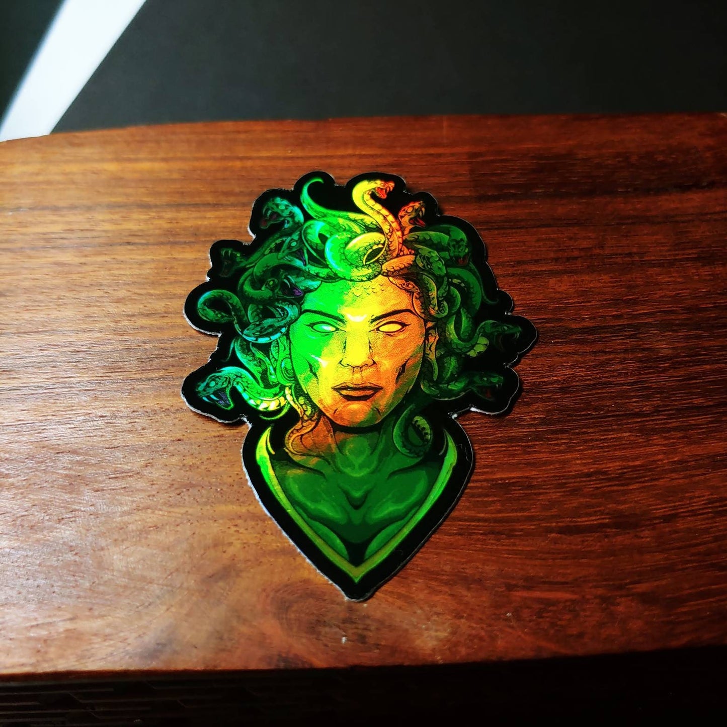 Medusa Holographic Vinyl Stickers. 3" x 2".