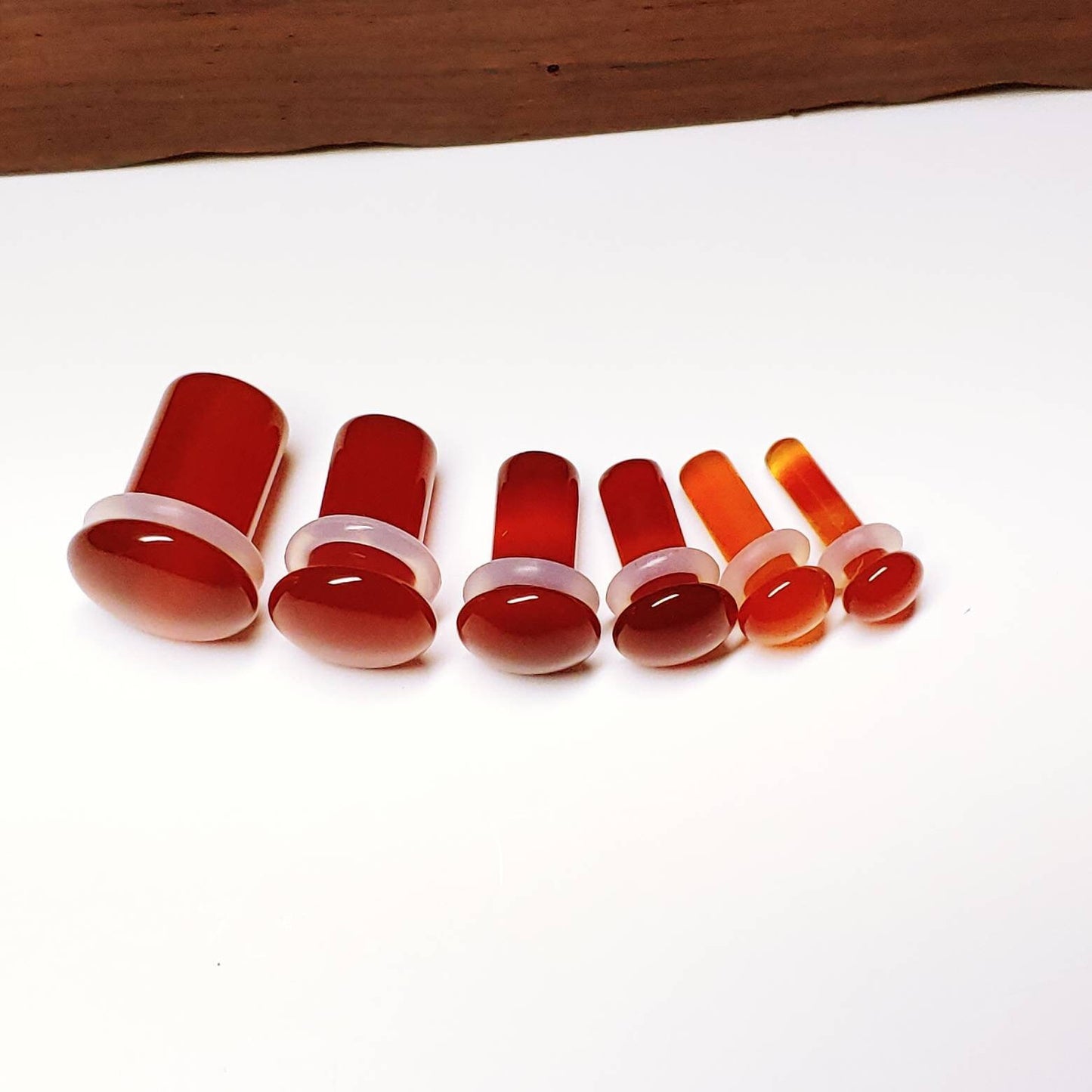Red Agate Single Flare Stone Plugs