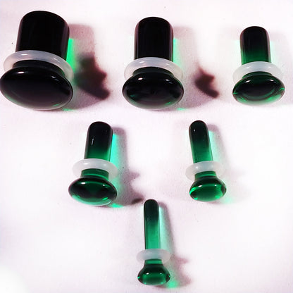 Dark Green Glass Single Flare Plugs