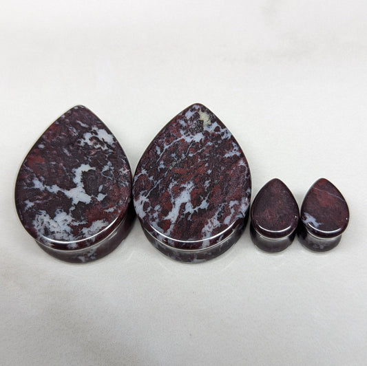 Teardrop Chicken Blood Stone Plugs
