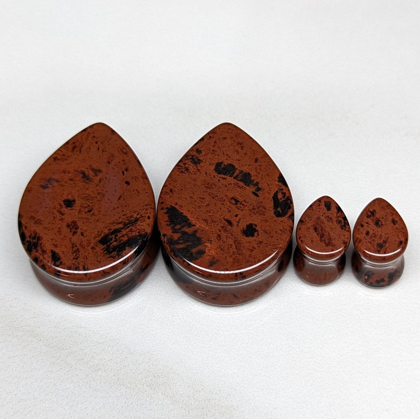 Teardrop Mahogany Obsidian Stone Plugs