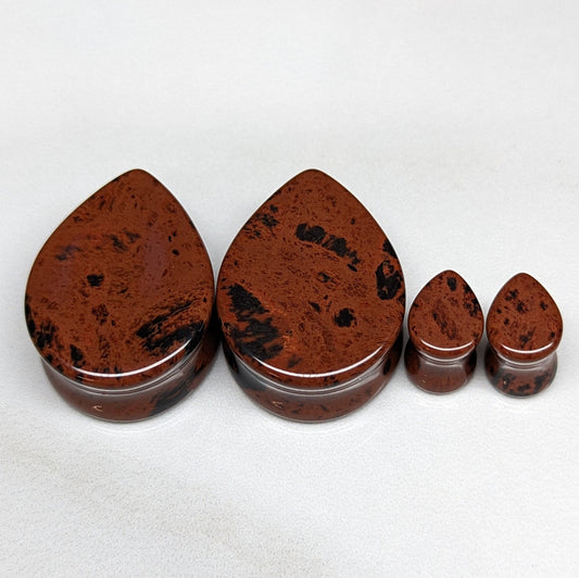 Teardrop Mahogany Obsidian Stone Plugs