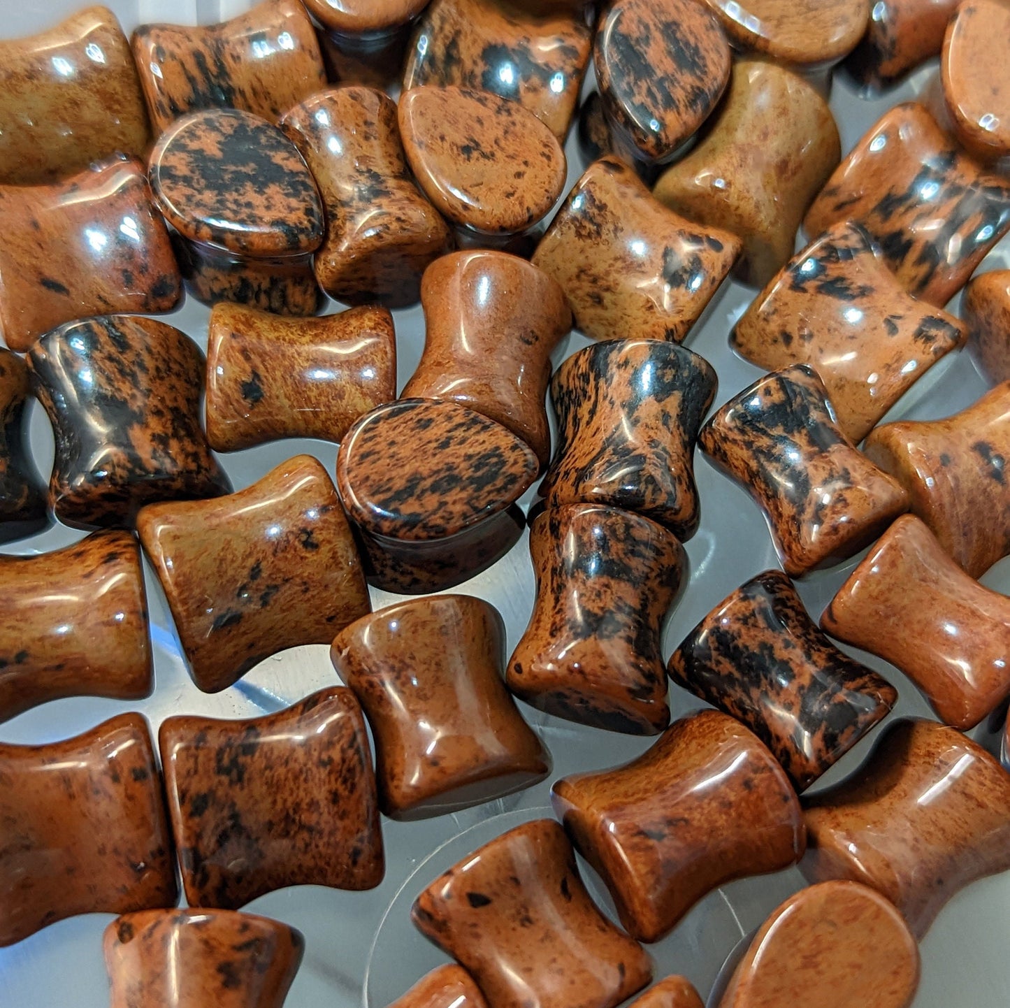 Teardrop Mahogany Obsidian Stone Plugs
