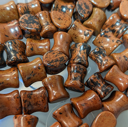 Teardrop Mahogany Obsidian Stone Plugs