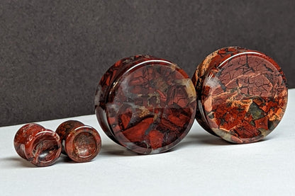 Concave Brecciated Stone Plugs for stretched ears.