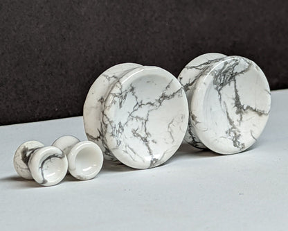 Concave Howlite Stone Plugs for stretched ears. 