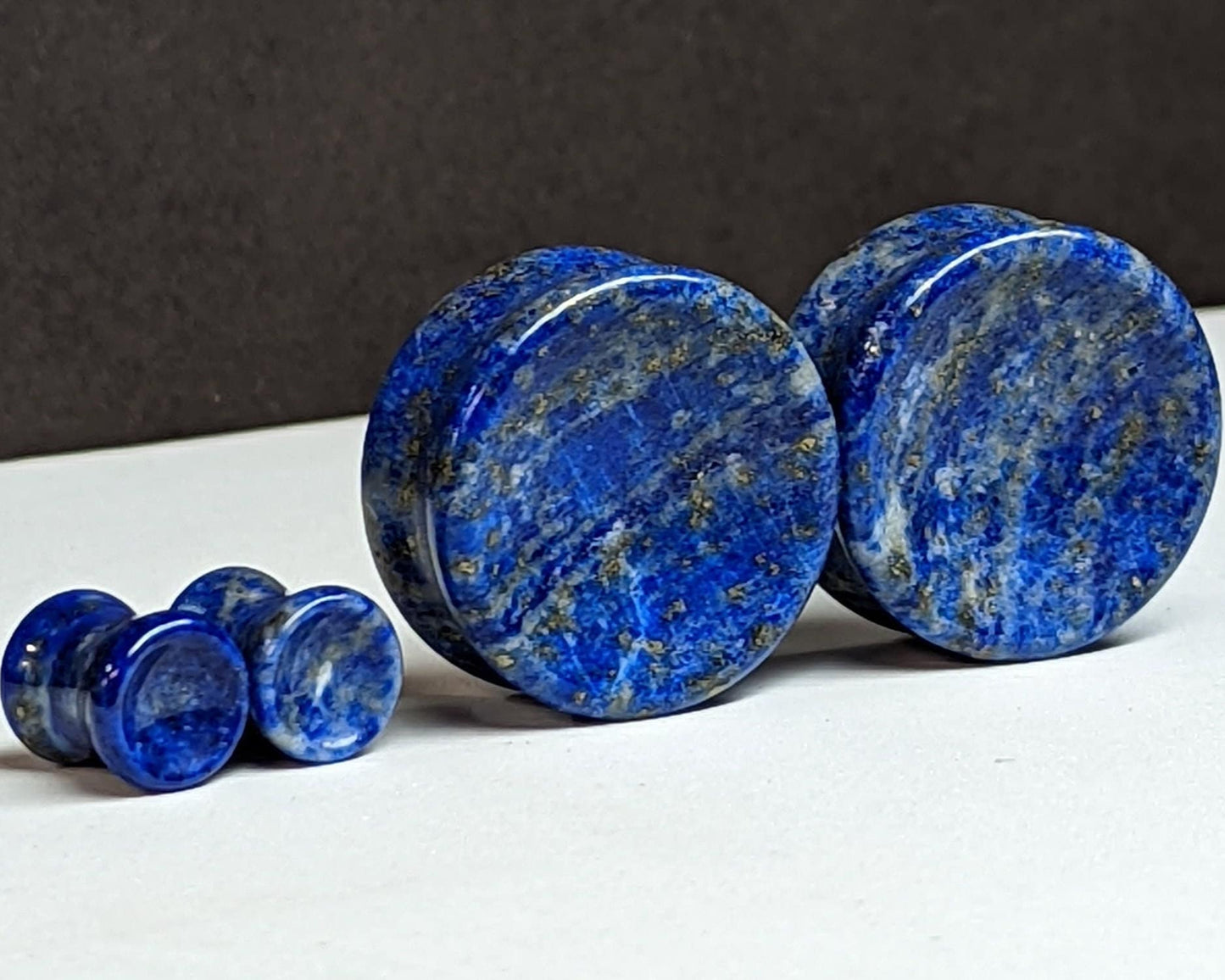 Concave Lapis Lazuli Stone Plugs for stretched ears.