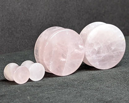Concave Pink Quartz Stone Plugs for stretched ears