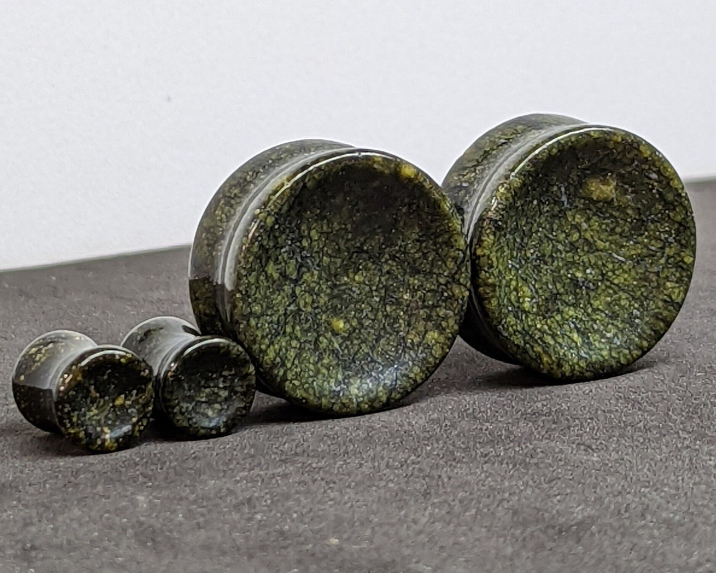 Concave Serpentine Jasper Stone Plugs for stretched ears. 