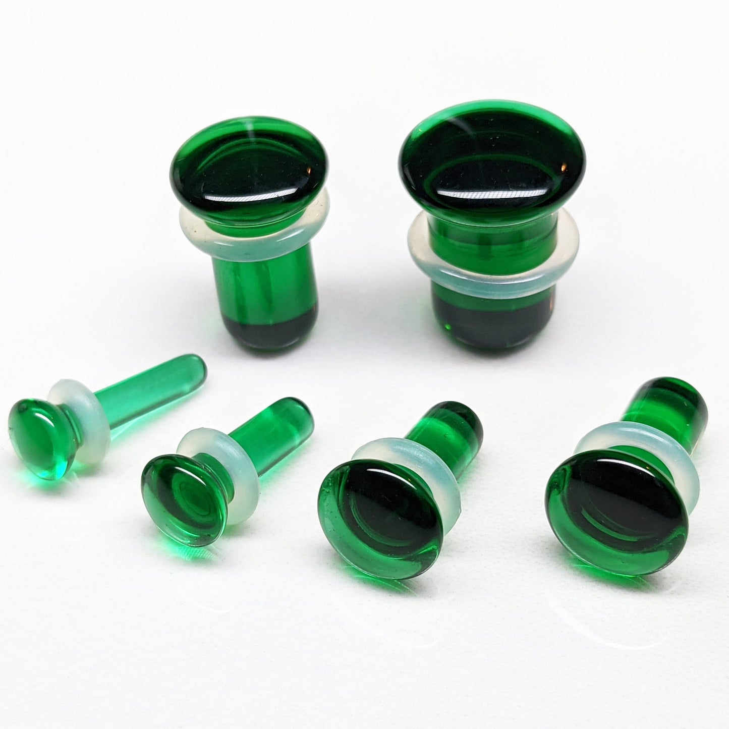 Dark Green Glass Single Flare Plugs For stretched ears 