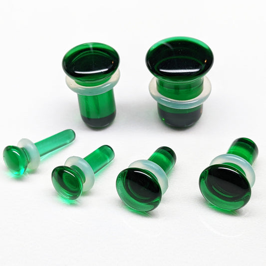 Dark Green Glass Single Flare Plugs For stretched ears 