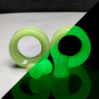 Glow Glass tunnels for stretched ears