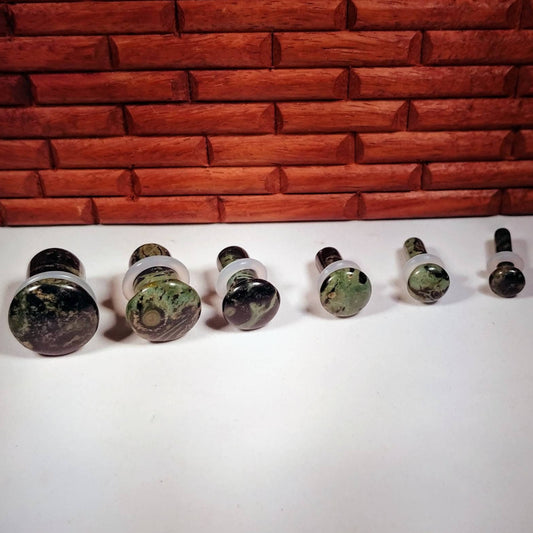Green Eye Jasper Single Flare Stone Plugs