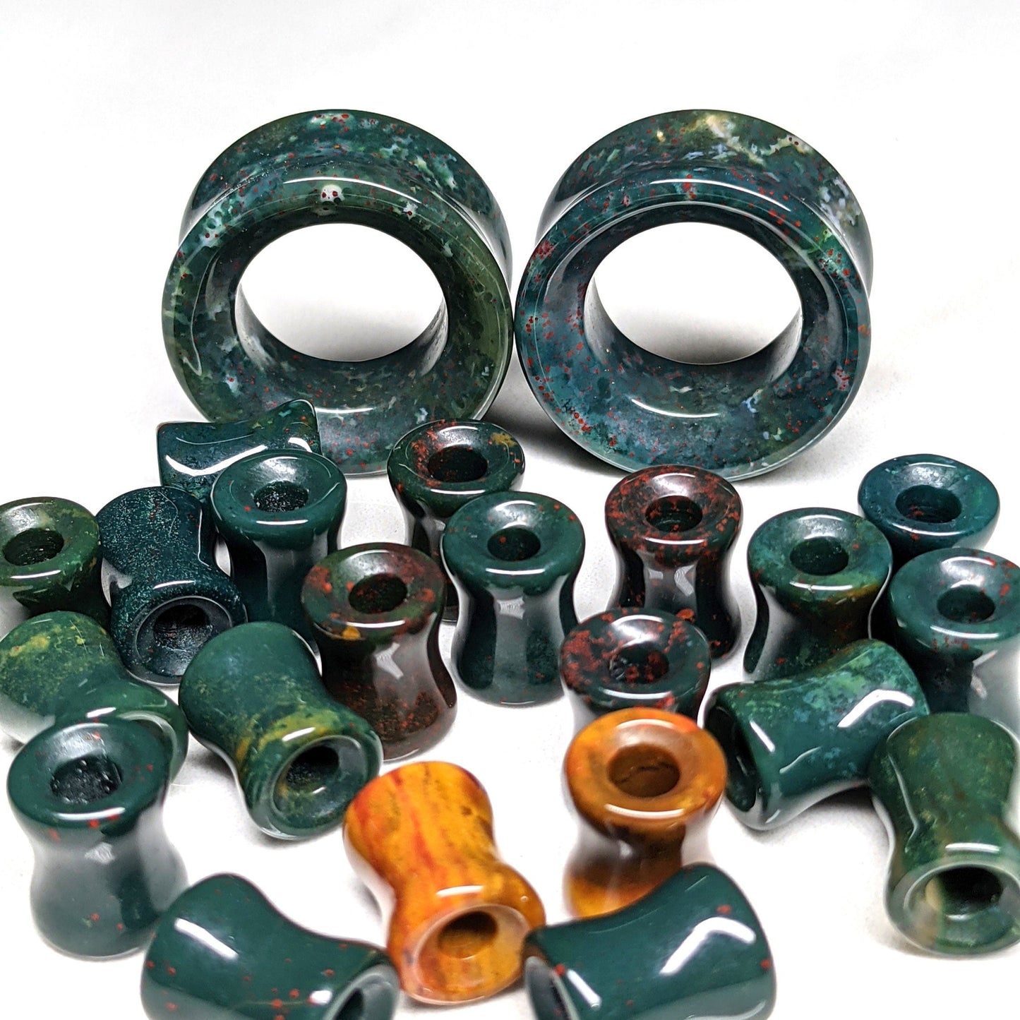 Indian Bloodstone Tunnels for stretched ears. 