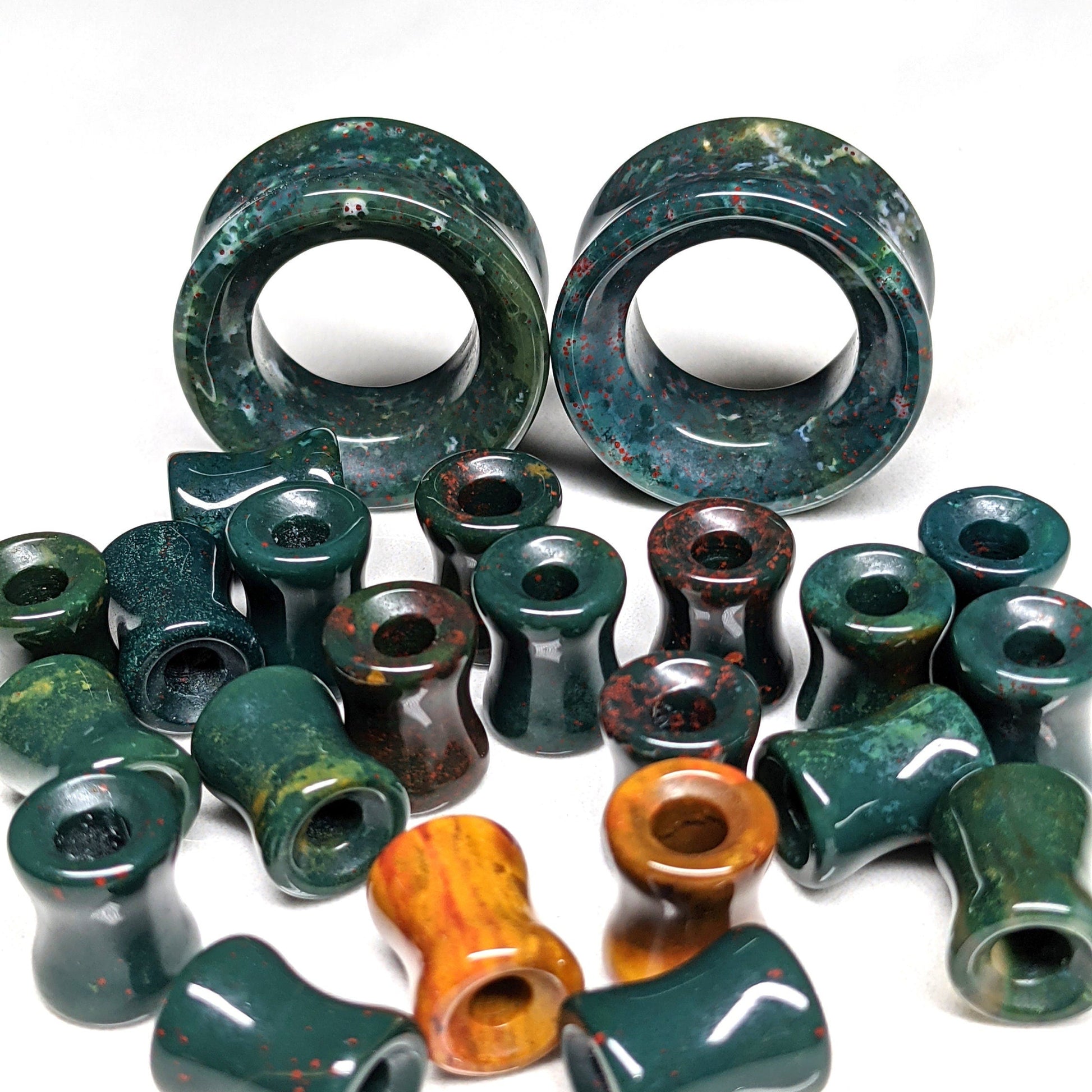 Indian Bloodstone Tunnels for stretched ears. 
