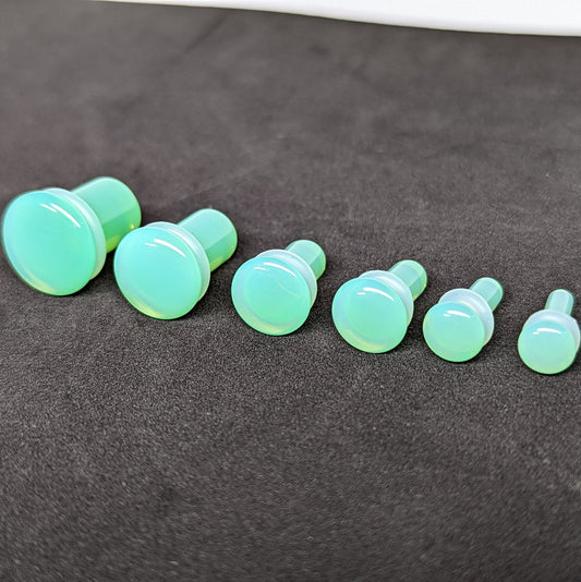 Light Green Glass Single Flare Plugs