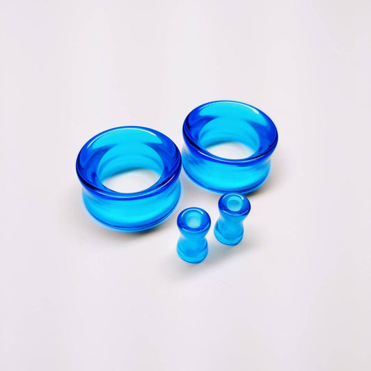 Ocean Blue Glass tunnels for stretched ears. 