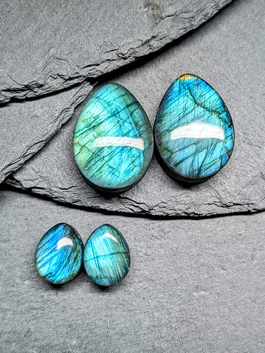 Teardrop Labradorite Stone Plugs - Artist Color Choice