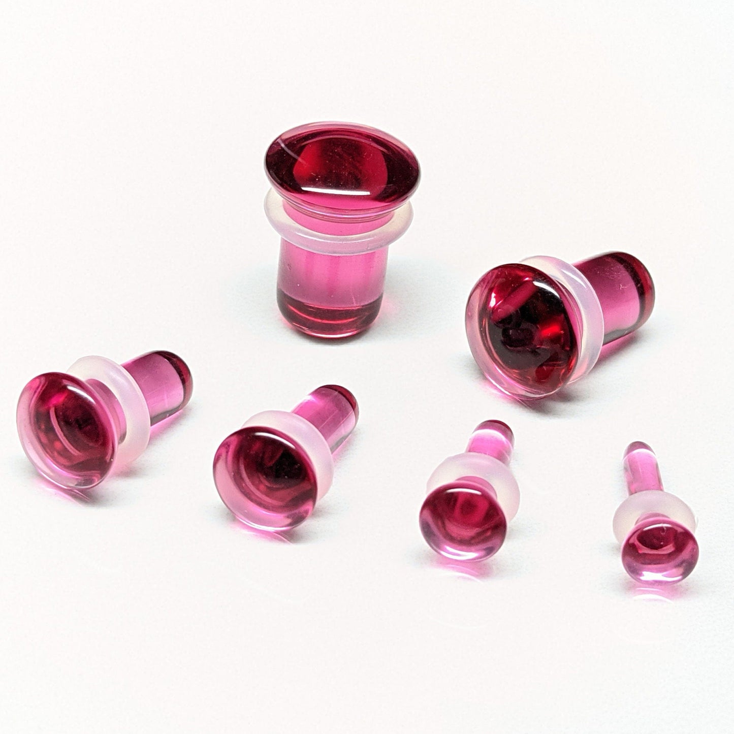 Pink Glass Single Flare Plugs For stretched Ears