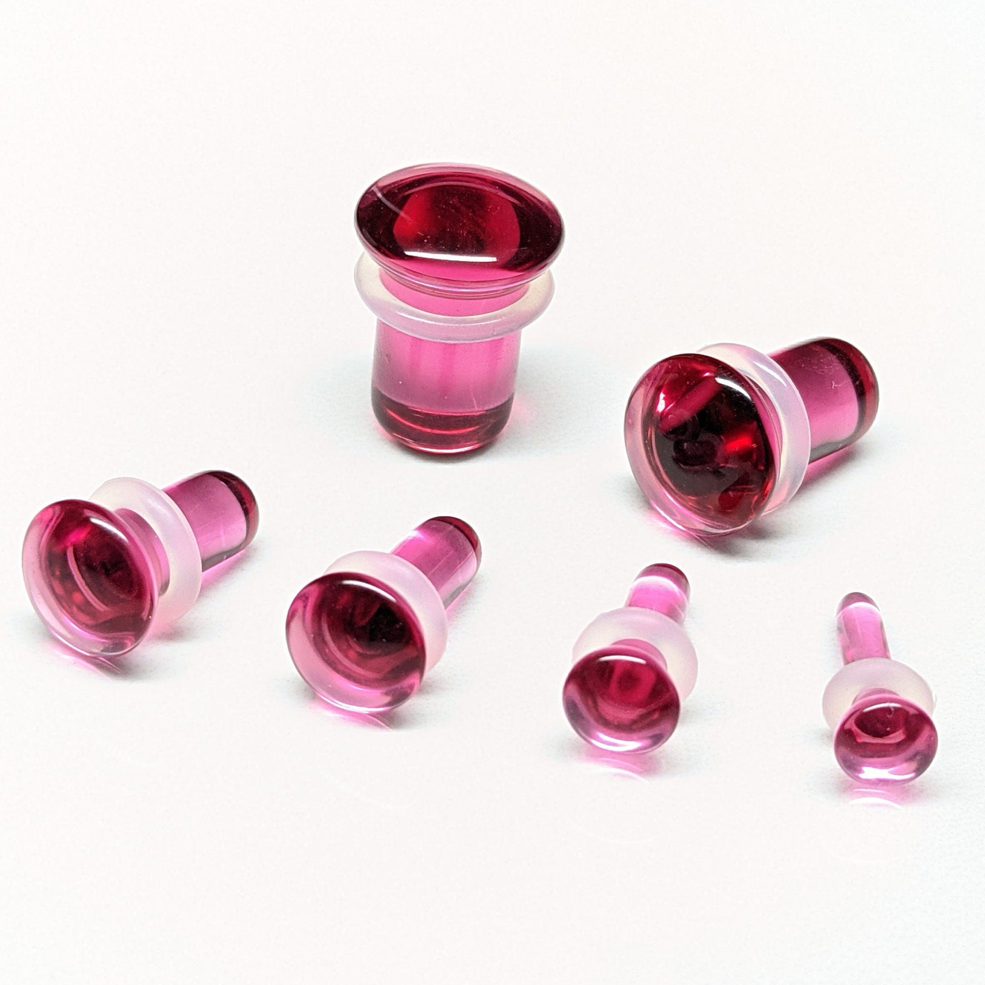 Pink Glass Single Flare Plugs For stretched Ears