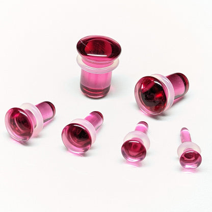 Pink Glass Single Flare Plugs For stretched Ears