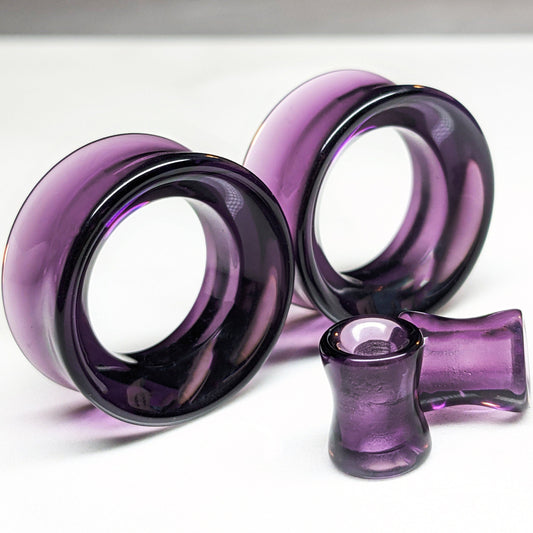 Purple Glass tunnels for stretched ears