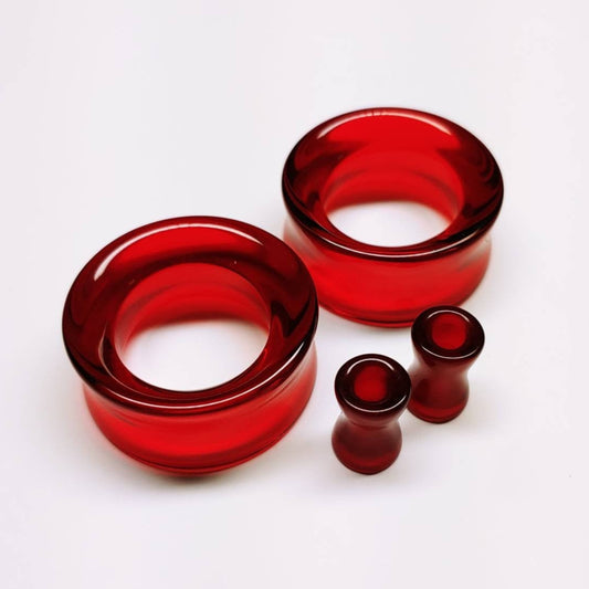 Red Glass Tunnels for stretched ears. 