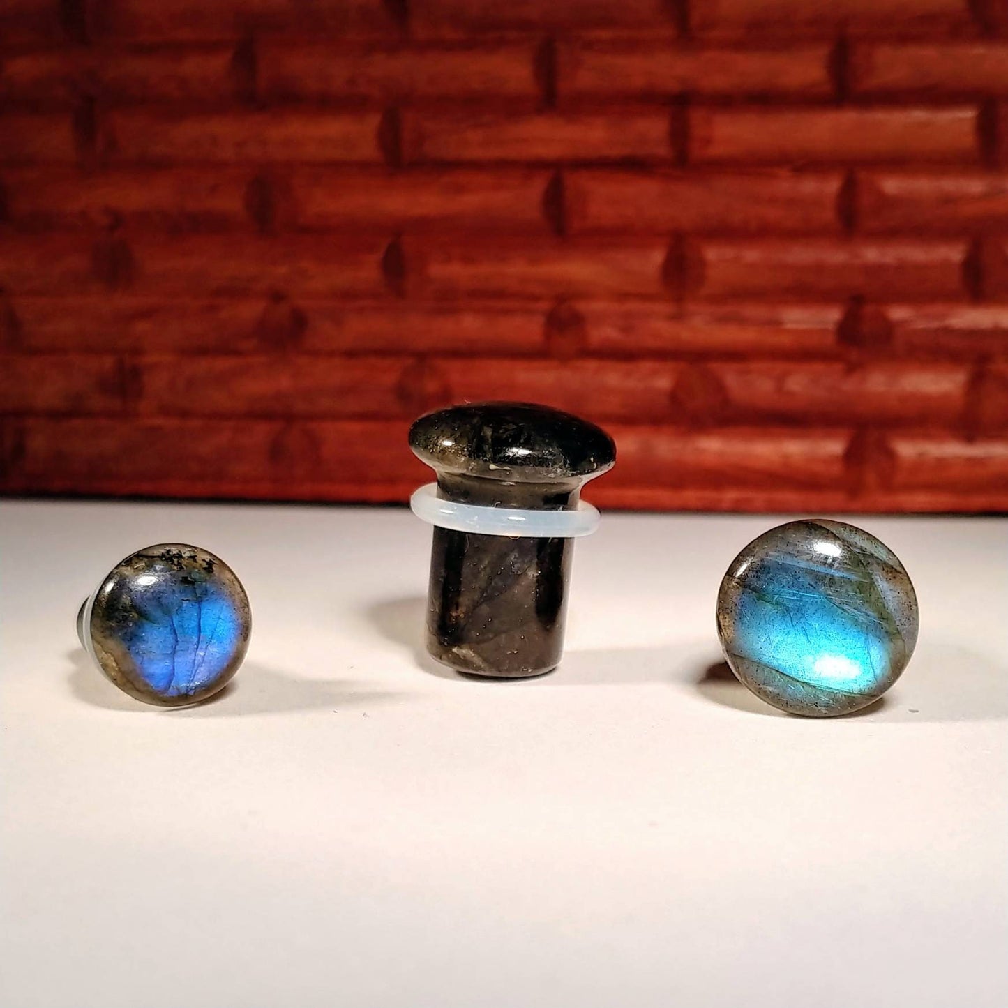 Single Flare Labradorite Plugs for stretched ears