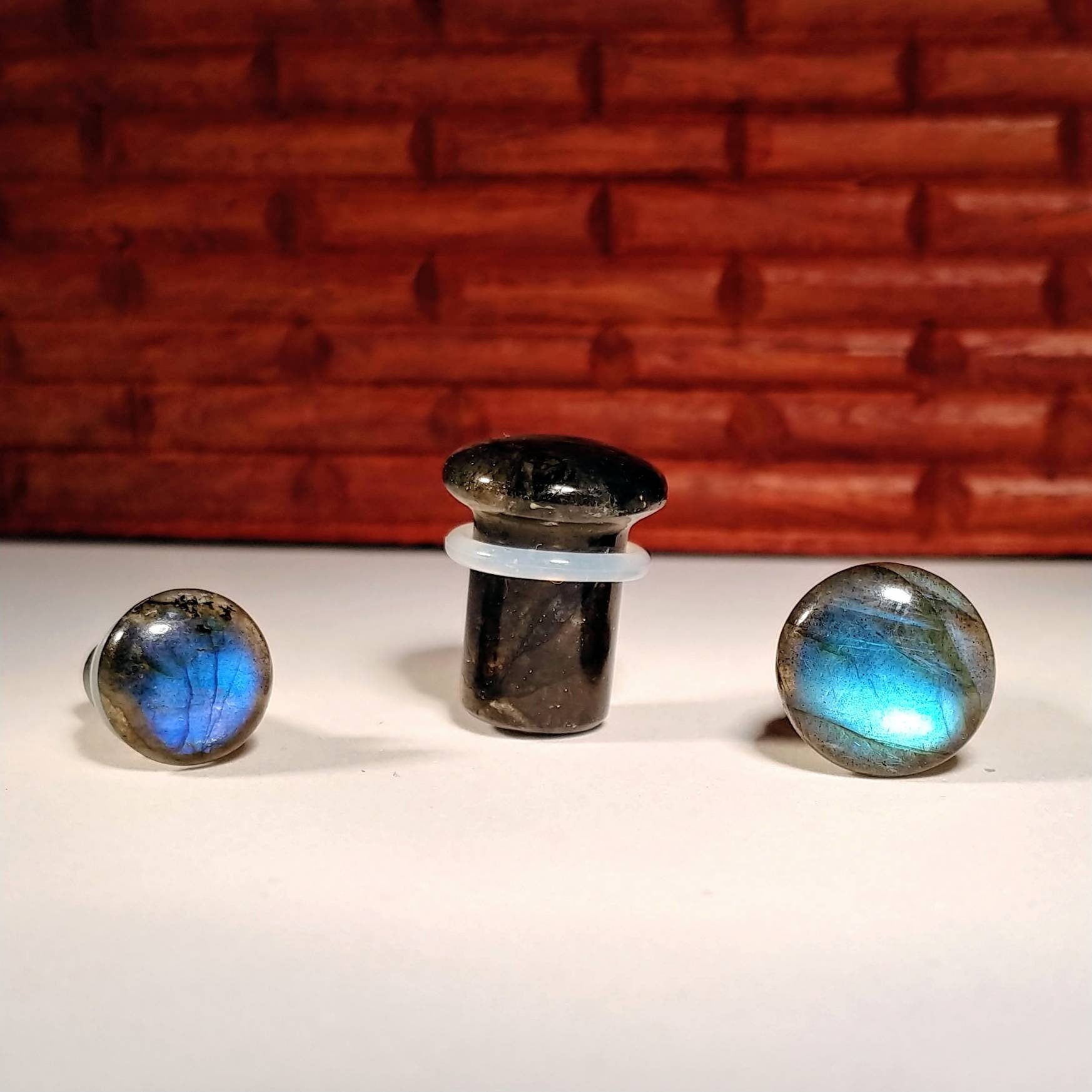 Single Flare Labradorite Plugs for stretched ears