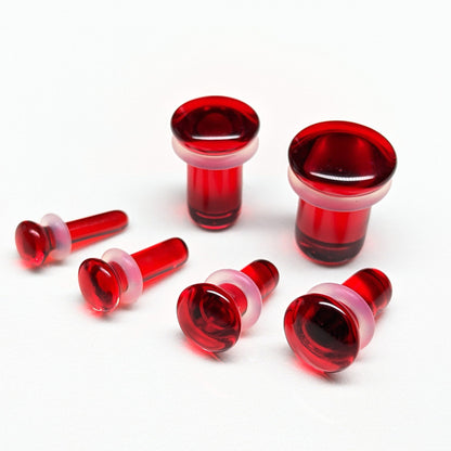 Single Flare Red Glass Plugs