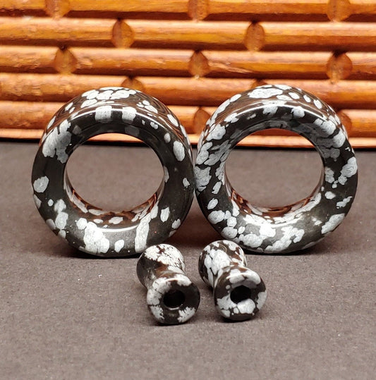 Snowflake Obsidian Stone Tunnels for stretched ears. 