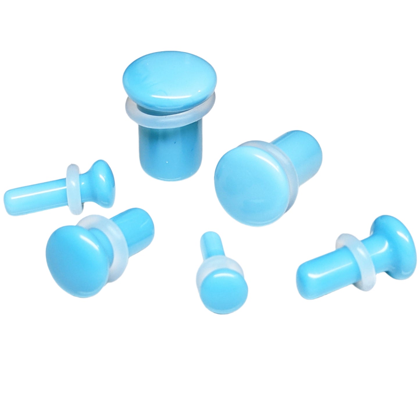 Teal Glass Single Flare Plugs for stretched ears. 