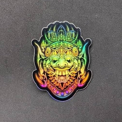 Indonesian Barong Holographic Vinyl Stickers. 3" x 2"