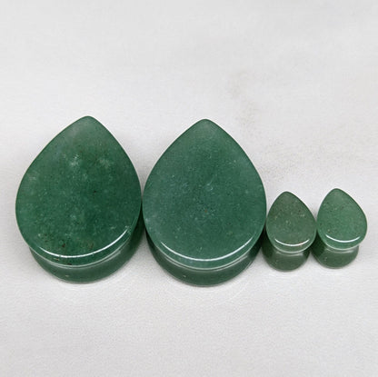 Teardrop Green Aventurine Stone Plugs