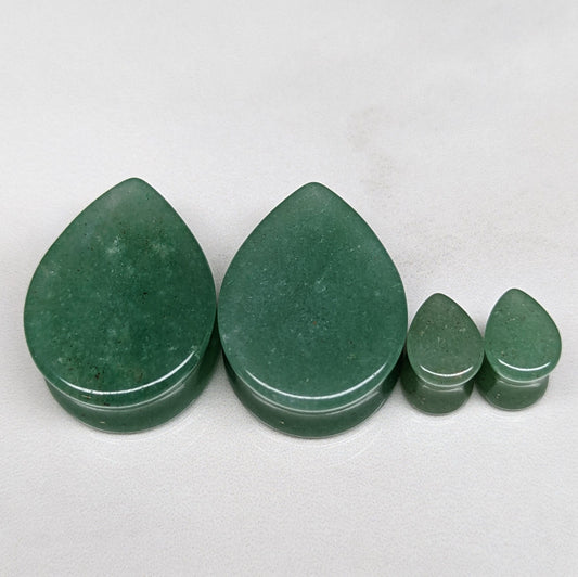 Teardrop Green Aventurine Stone Plugs