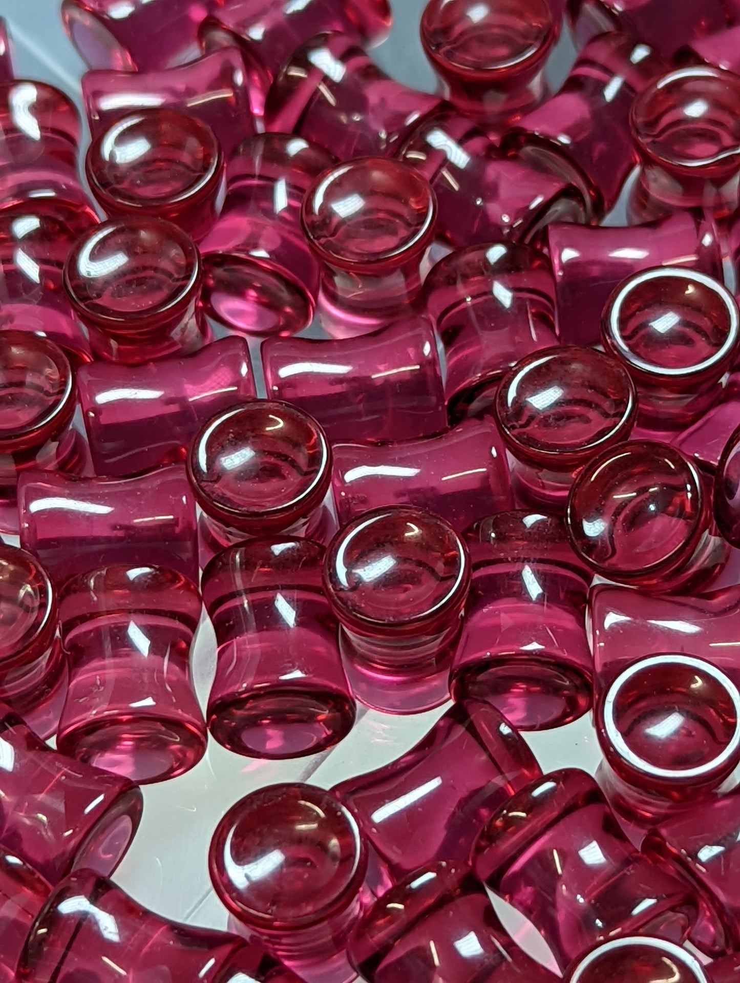Concave Pink Glass Plugs