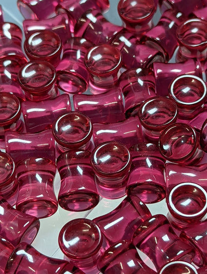 Concave Pink Glass Plugs