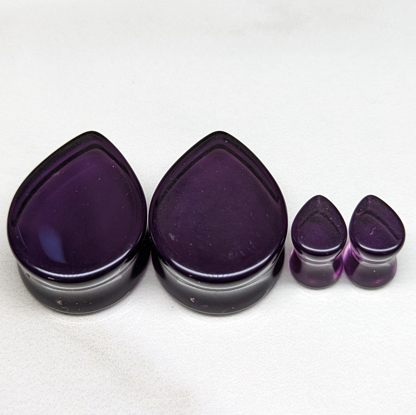 Teardrop Dark Purple Glass Plugs