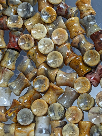 Concave Crazy Lace Agate Stone Plugs