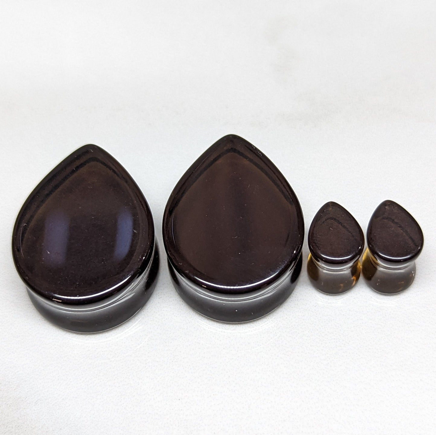 Teardrop Brown Glass Plugs