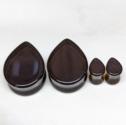 Teardrop Brown Glass Plugs