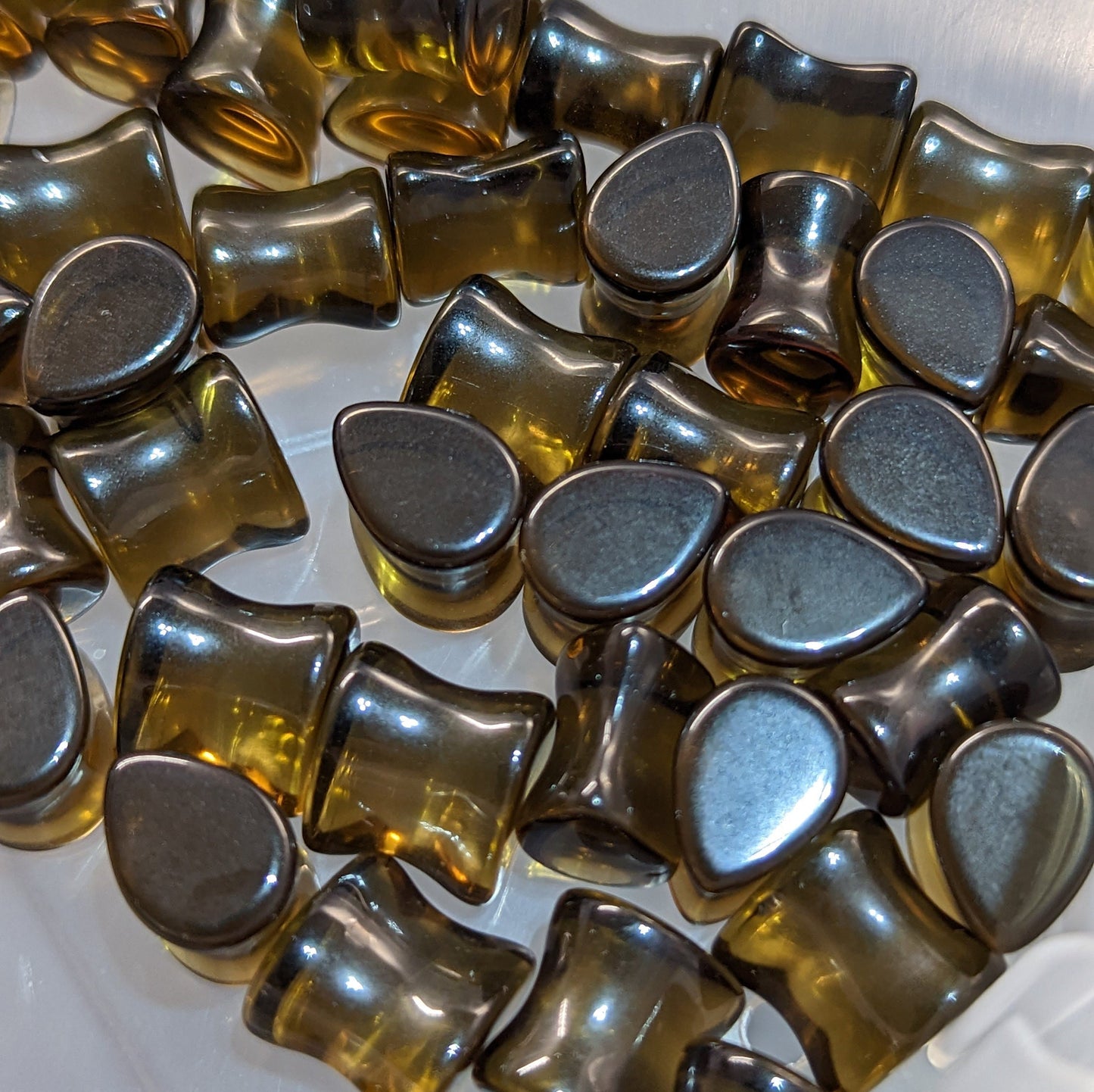 Teardrop Brown Glass Plugs