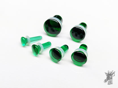 Dark Green Glass Single Flare Plugs