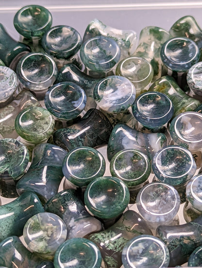 Concave Green Moss Agate Stone Plugs