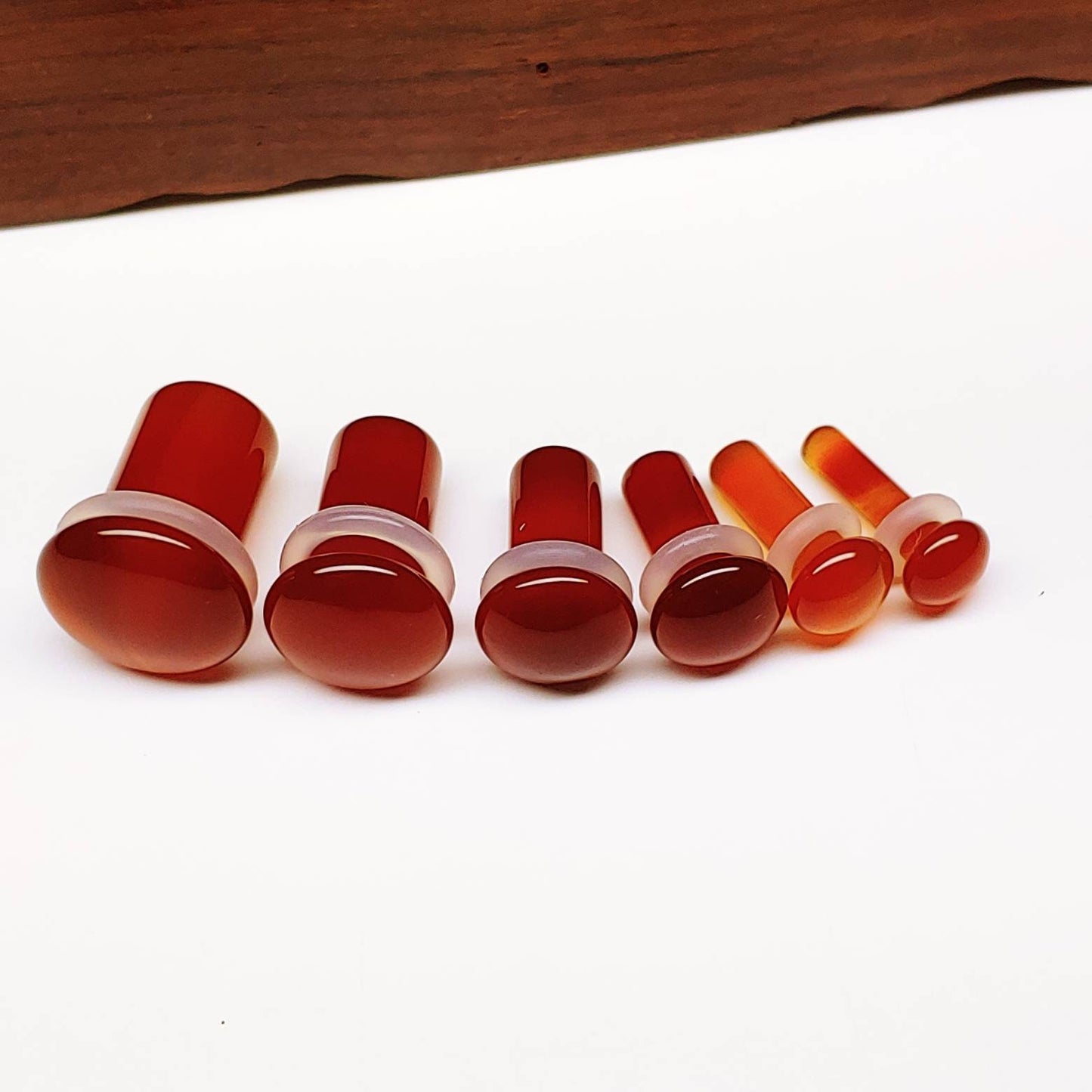 Red Agate Single Flare Stone Plugs