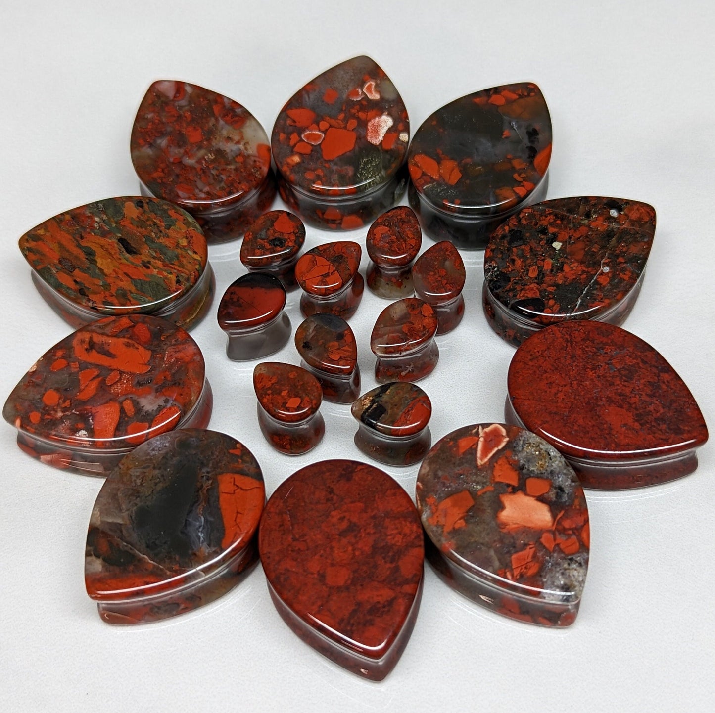 Teardrop Red Brecciated Stone Plugs